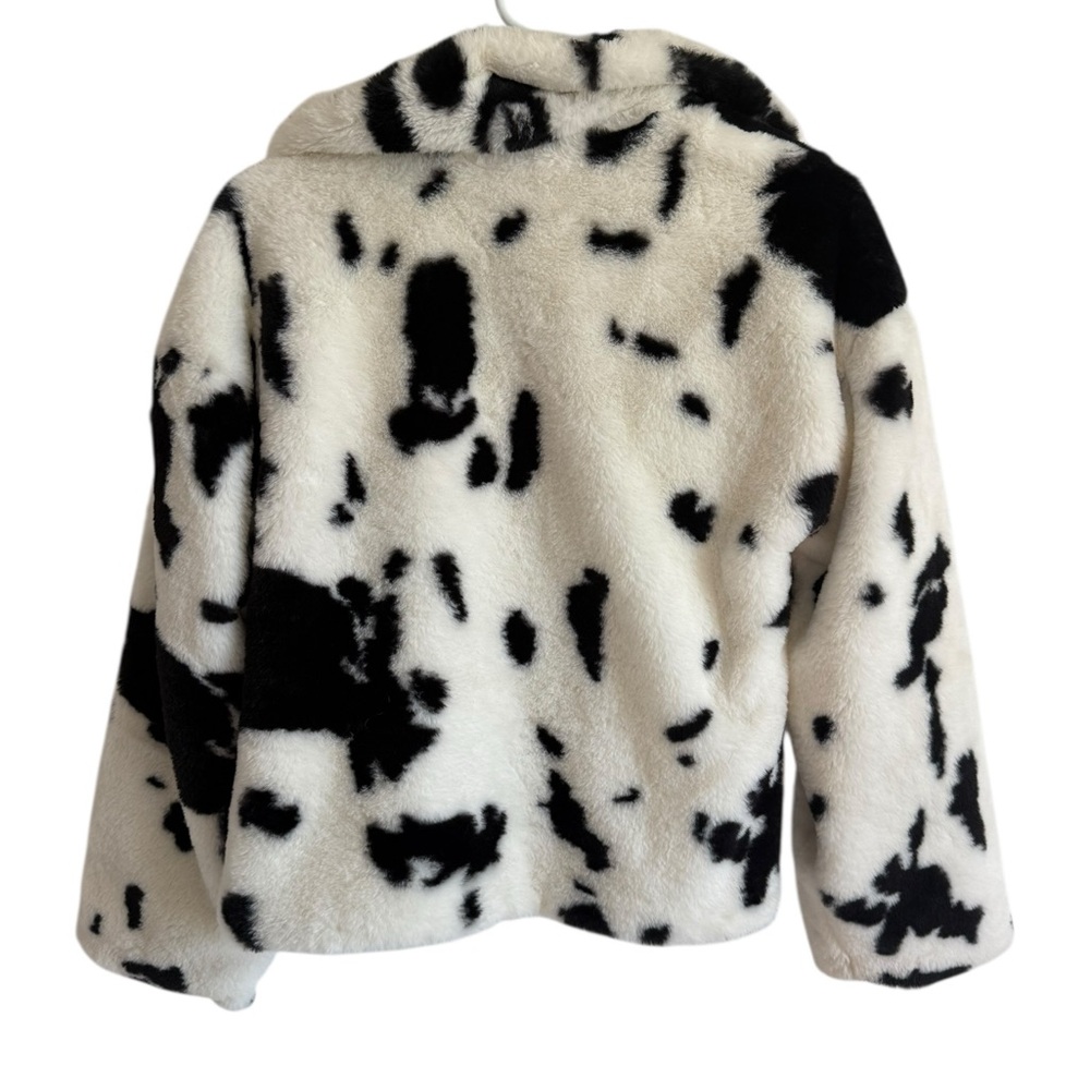 Jade & Ivory White and Black Cow Print Faux Fur Cropped Jacket, Size Small - Picture 6 of 6